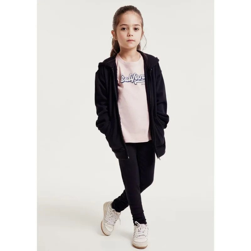 Calça Legging Básica Infantil Menina Em Ribana - Preto 004