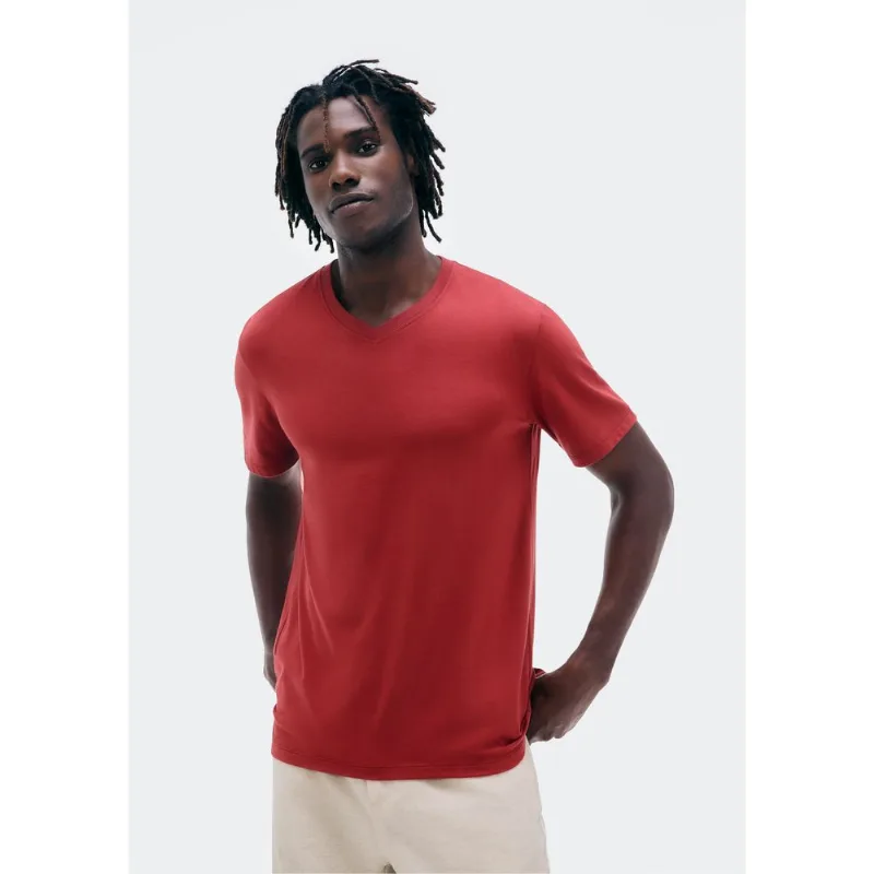Camiseta Básica Masculina Manga Curta Decote V World - Vermelho XXG