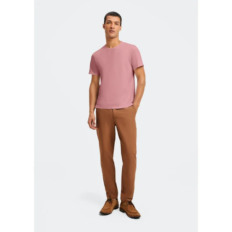 Camiseta Básica Masculina Manga Curta Slim - Rosa M