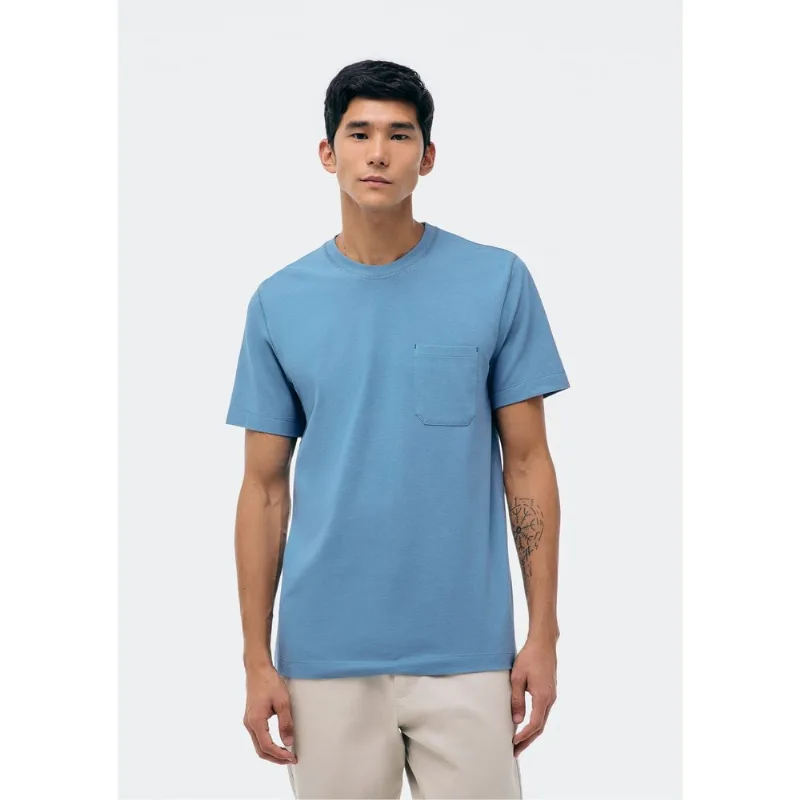 Camiseta Básica Masculina Manga Curta Texturizada Brisa - Azul M