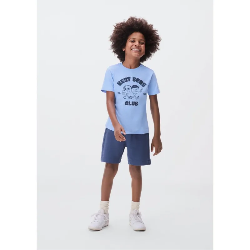 Camiseta Infantil Menino Manga Curta Com Estampa - Azul 014