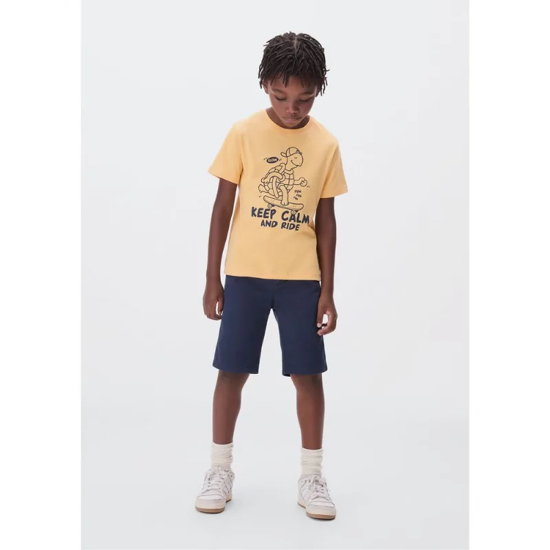 Camiseta Infantil Menino Manga Curta Com Estampa - Laranja 008
