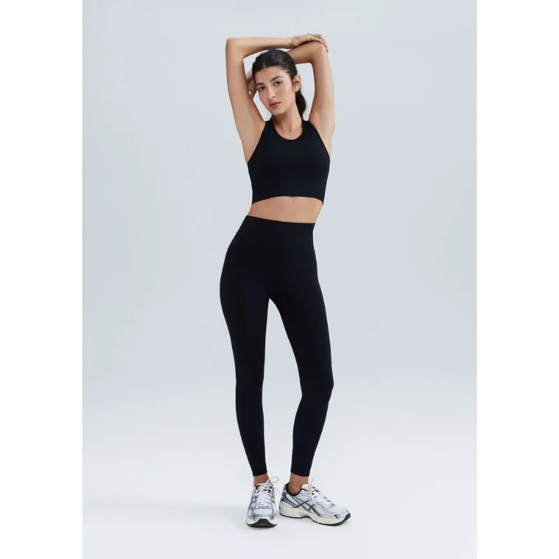 Calça Legging Esportiva Canelada Sem Costura - Preto XP