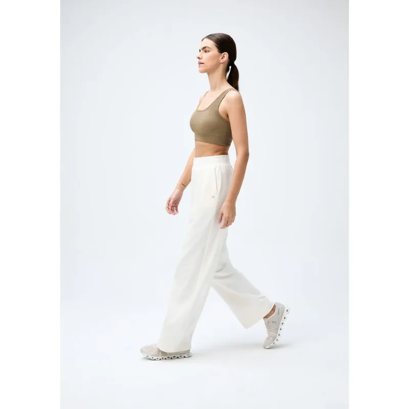 Calça Esportiva Feminina Pantalona Em Malhão - Off white M