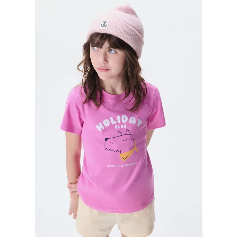 Blusa Infantil Menina Manga Curta Com Estampa - Rosa 005