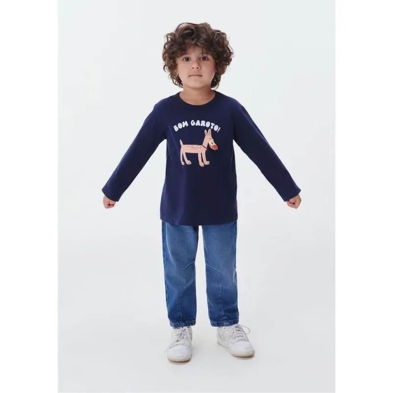 Calça Jeans Baggy Infantil Menino Toddler - Azul 004