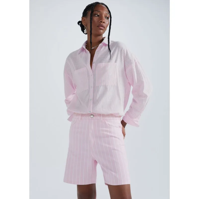 Camisa Feminina Manga Longa Listrada - Rosa XP