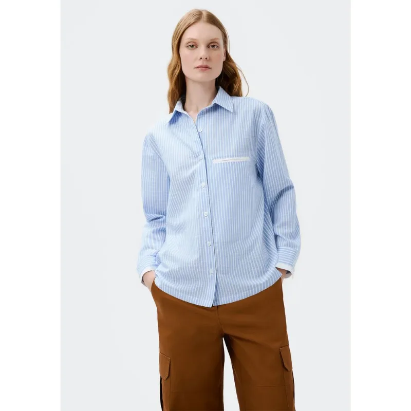 Camisa Feminina Manga Longa Fio Tinto - Azul G