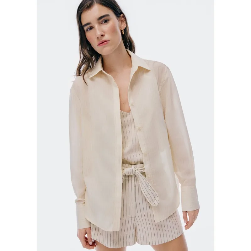 Camisa Feminina Manga Longa Fio Tinto - Creme P