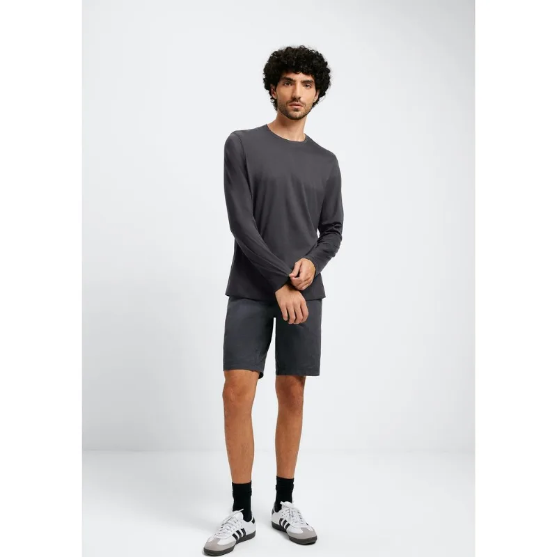 Camiseta Básica Masculina Manga Longa Pima - Cinza XXG
