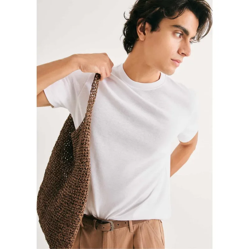 Camiseta Masculina Texturizada Em Algodão Peruano - Branco XXG