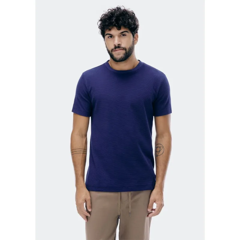 Camiseta Masculina Manga Curta Texturizada - Azul G