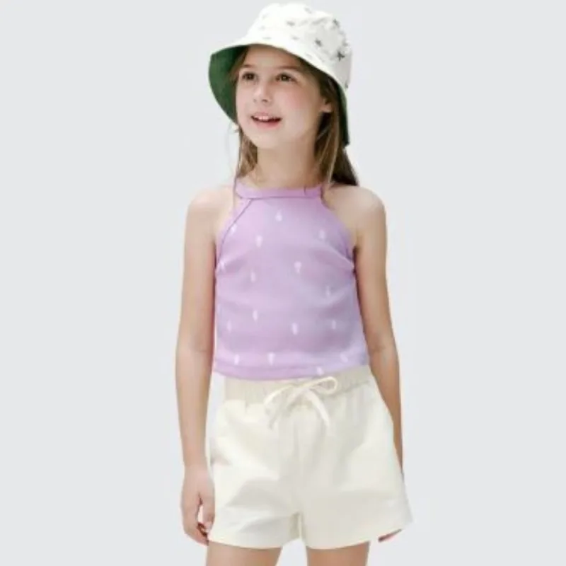 Camiseta Regata Infantil Menina em Ribana Roxo - Hering - hering