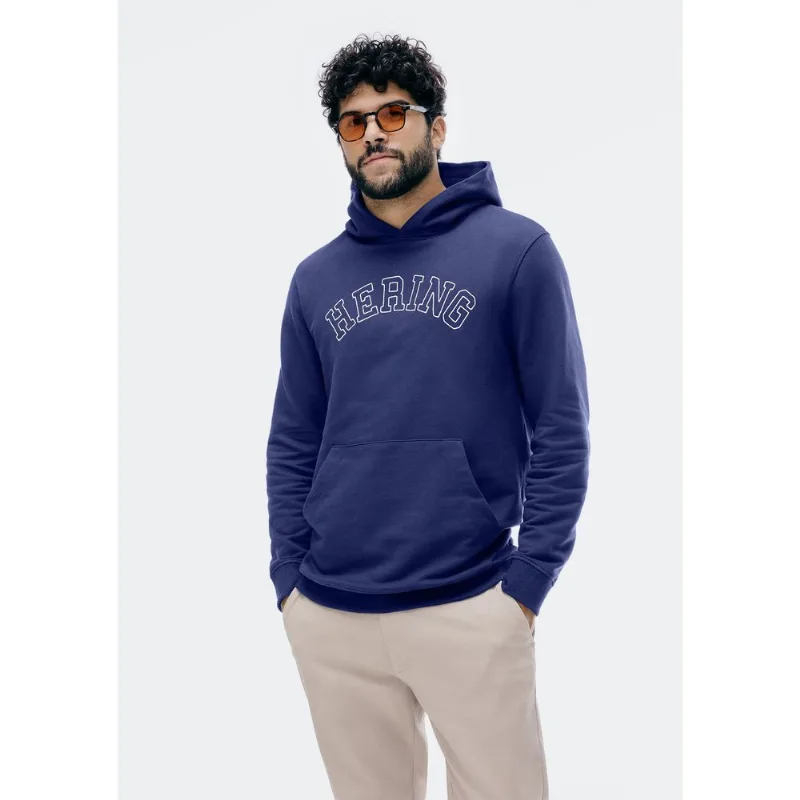Blusão Masculino Comfort Com Bordado Em Moletom Peluciado - Azul G