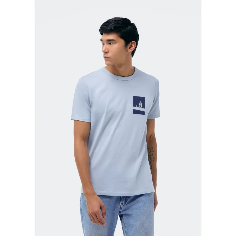 Camiseta Masculina Manga Curta Com Estampa - Azul XXG