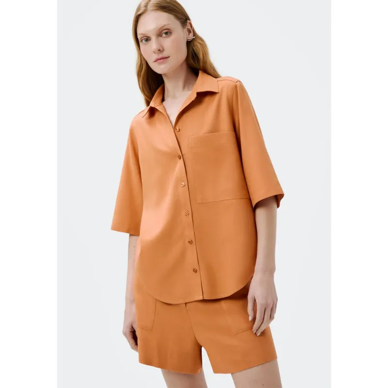 Camisa Feminina Ampla Manga 3/4 - Terracota P