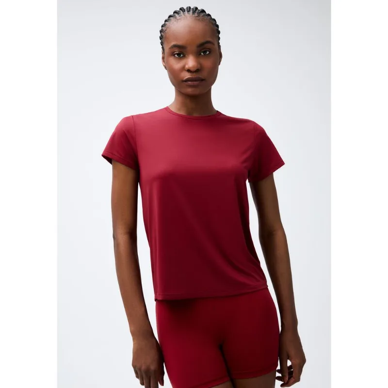 Camiseta Esportiva Básica Feminina Proteção UV - Vermelho XG