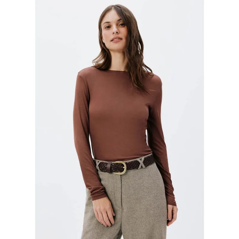 Blusa Feminina Manga Longa Segunda Pele - Marrom XG