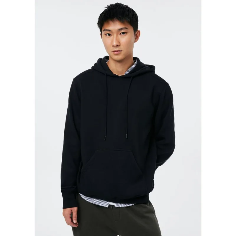 Blusão Básico Masculino Comfort Em Moletom Peluciado - Preto XG