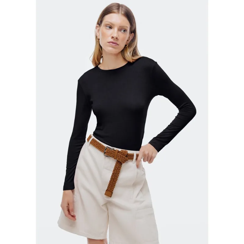 Blusa Feminina Manga Longa Slim - Preto P
