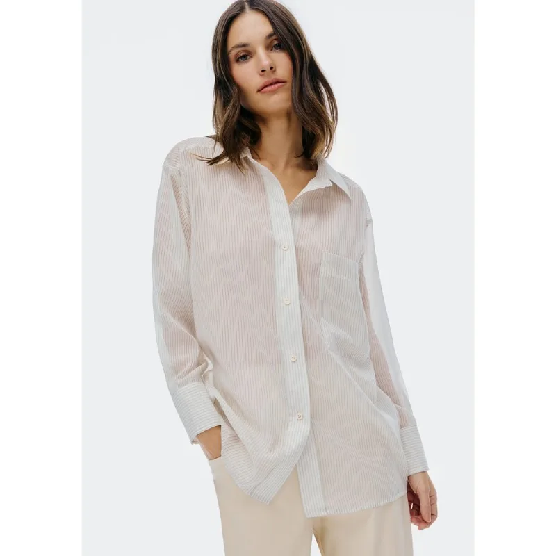 Camisa Feminina Manga Longa Fio Tinto - Branco G
