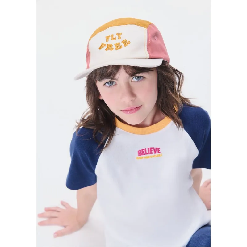 Boné Infantil Unissex Com Recortes E Bordado - Off white M