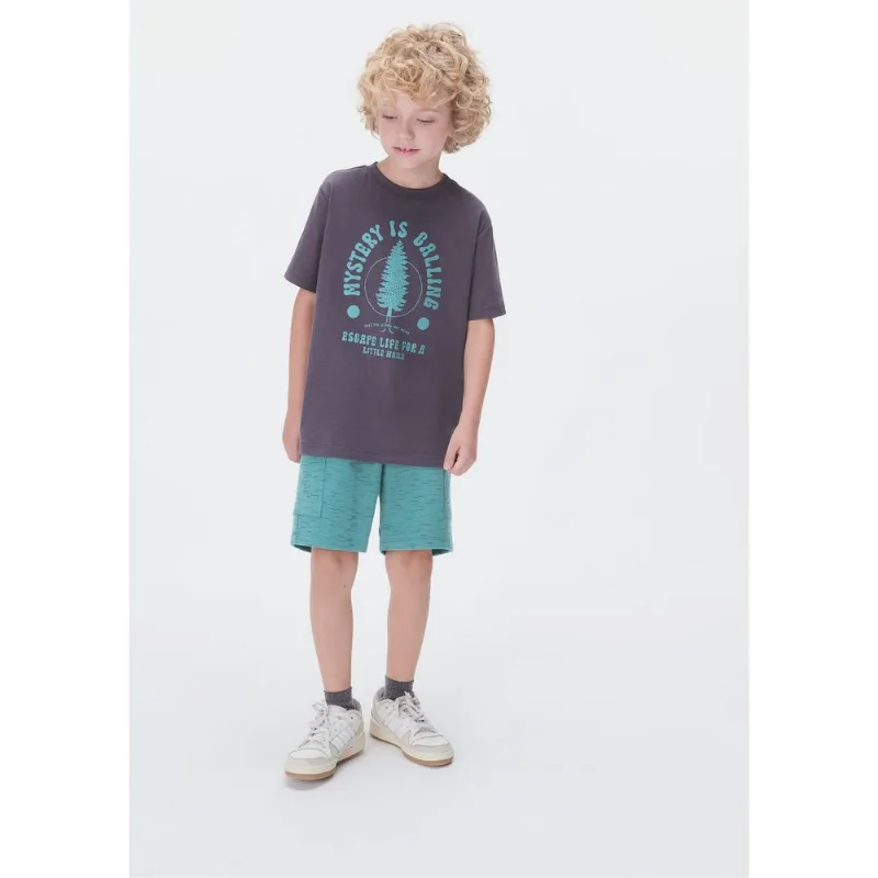 Conjunto Curto Infantil Menino Com Estampa - Cinza 014