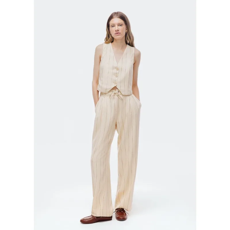 Calça Feminina Reta Fio Tinto - Creme 040