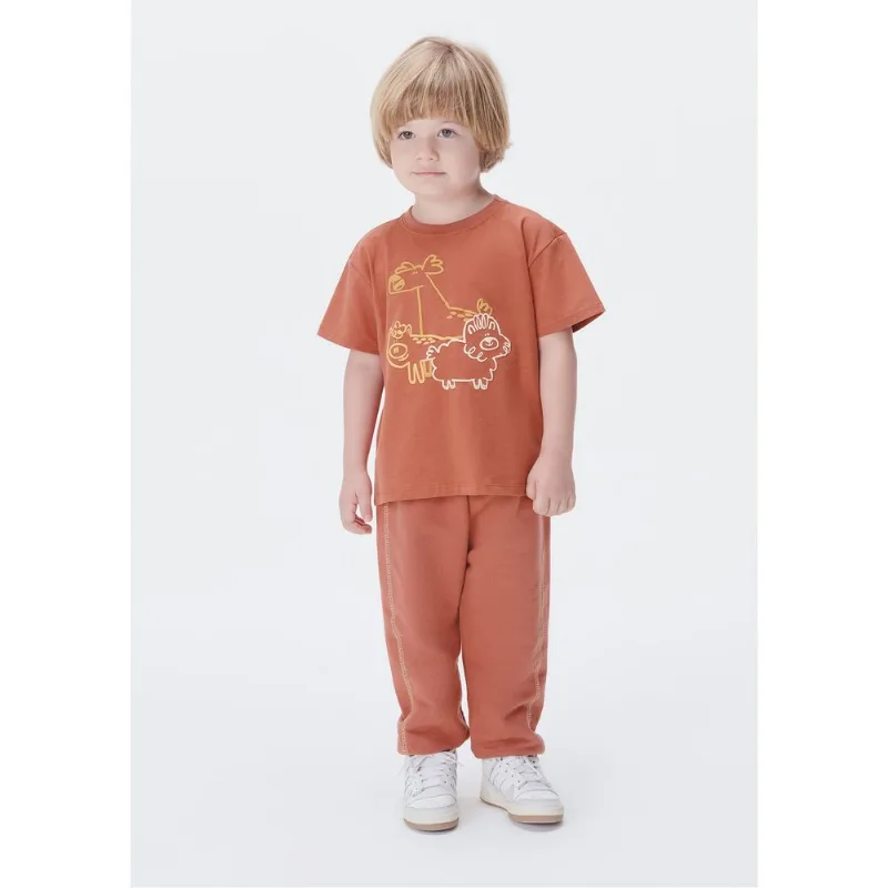 Conjunto Infantil Menino Toddler Com Estampa - Laranja 001