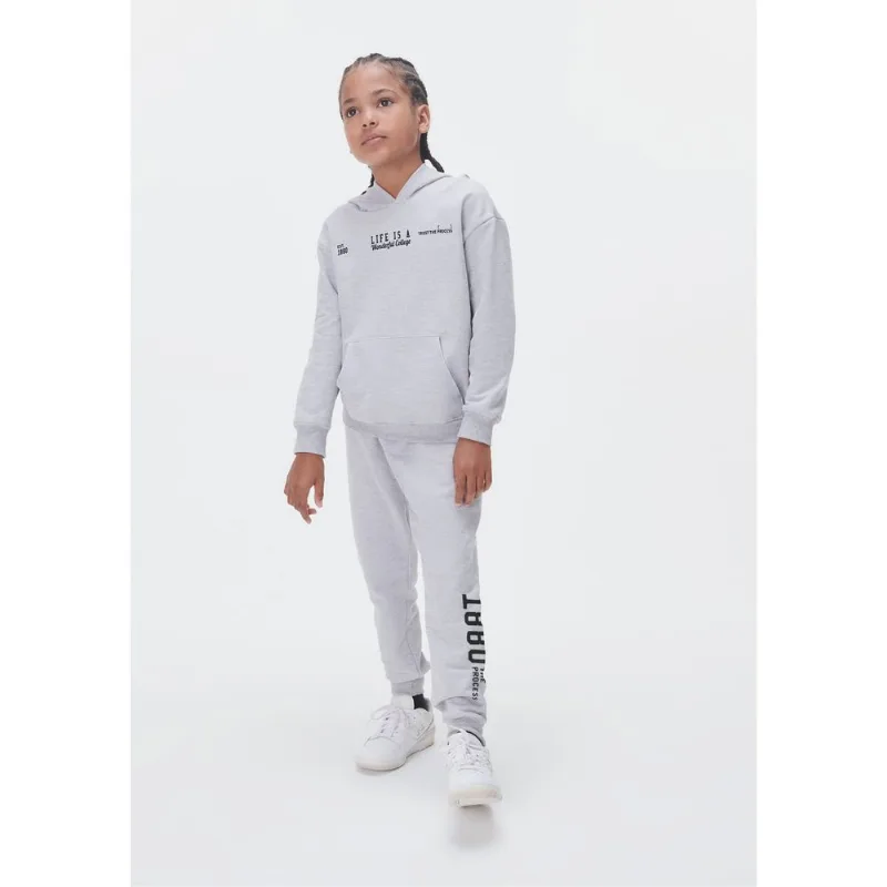 Conjunto De Moletom Infantil Menina Com Estampa - Cinza 012