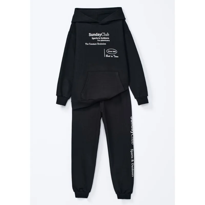 Conjunto De Moletom Infantil Menina Com Estampa - Preto 010