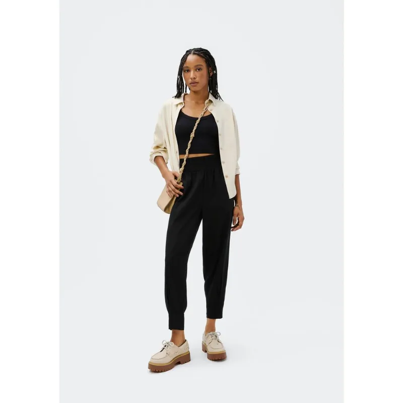 Calça Feminina Slouchy Cintura Alta Com Linho - Preto G