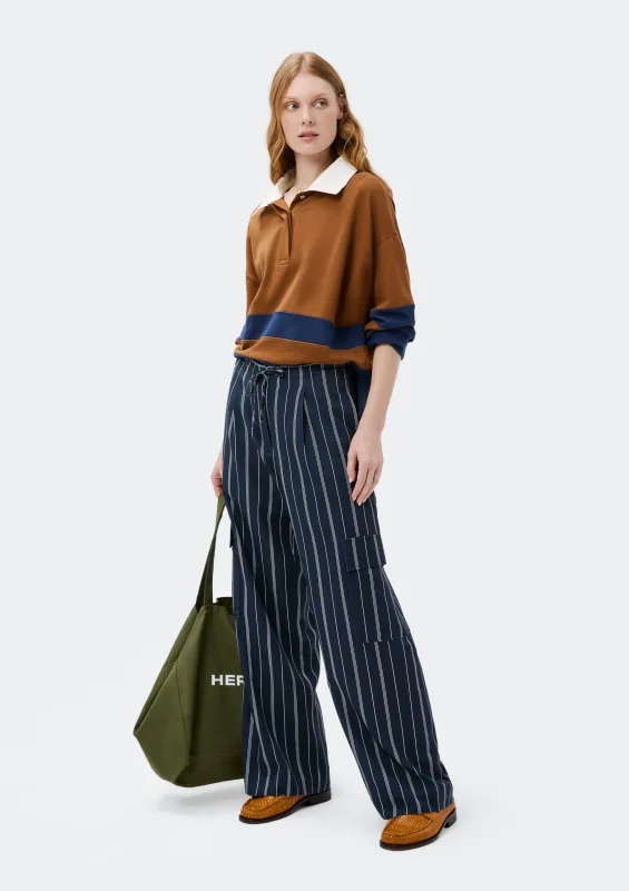 Calça Feminina Cargo Fio Tinto Com Linho - Azul - Hering Adulto - Calças