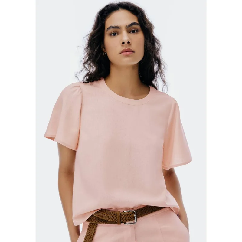 Blusa Feminina Manga Godê Com Linho - Rosa G