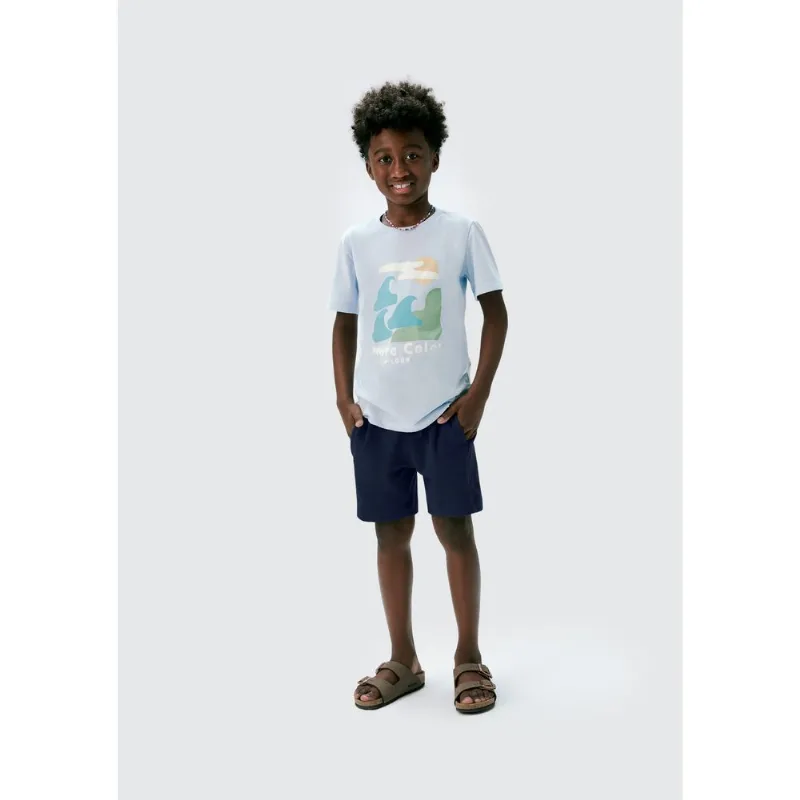 Camiseta Infantil Menino Manga Curta Com Estampa - Azul 010