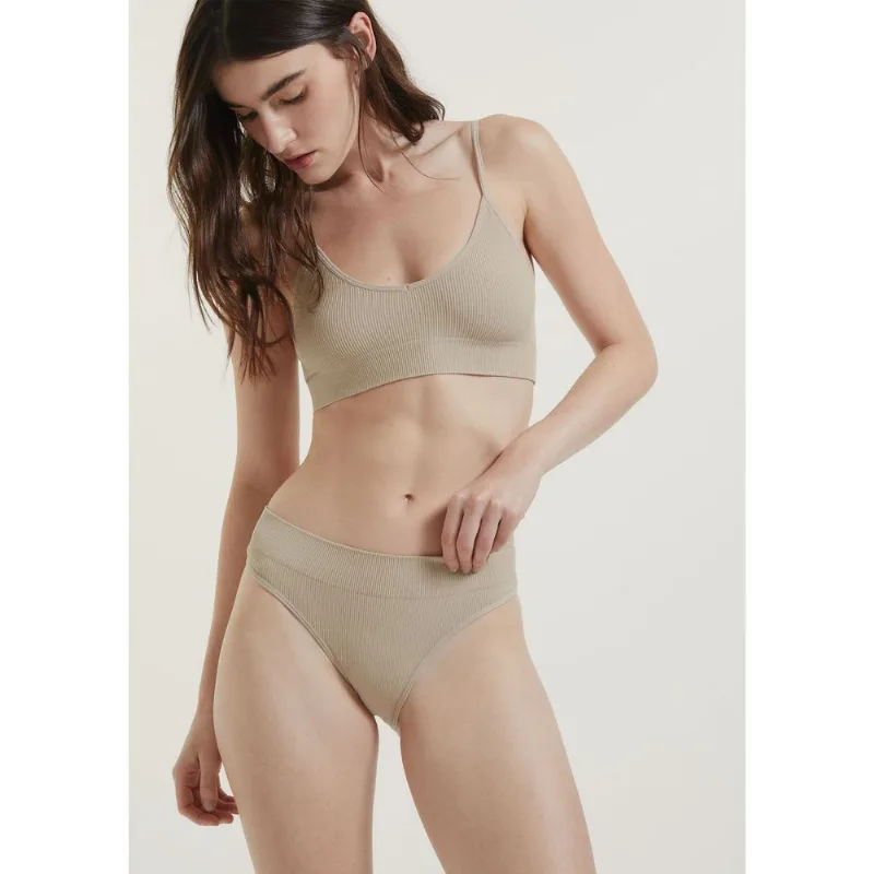 Calcinha Cintura Alta Cós Duplo - Bege P