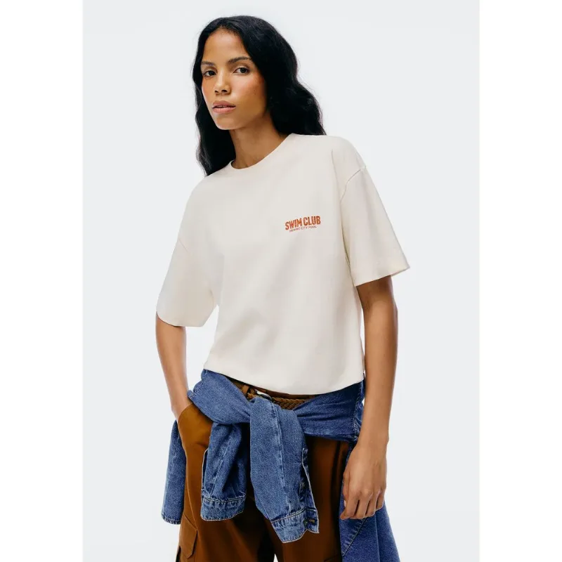 Blusa Feminina Oversized Estampada Super Cotton - Off white P