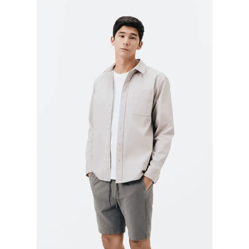 Camisa Masculina Regular em Sarja - Cinza G