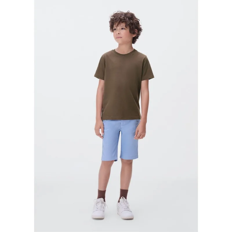 Camiseta Básica Infantil Menino Manga Curta Slim - Marrom 010