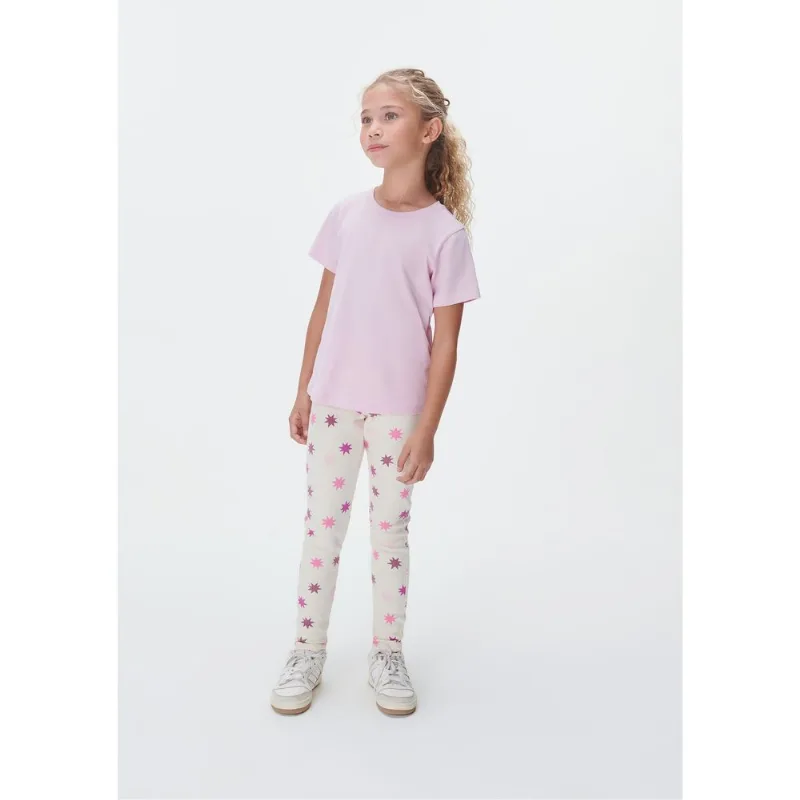 Calça Legging Infantil Menina Estampada Em Ribana - Creme 012