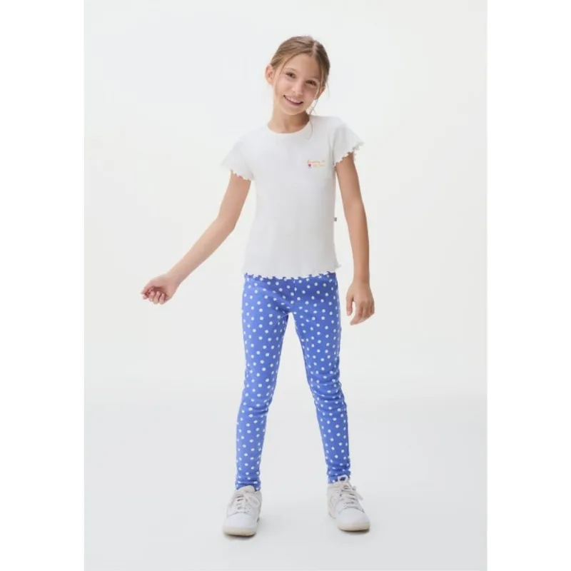Calça Legging Infantil Menina Estampada Em Ribana - Azul 010