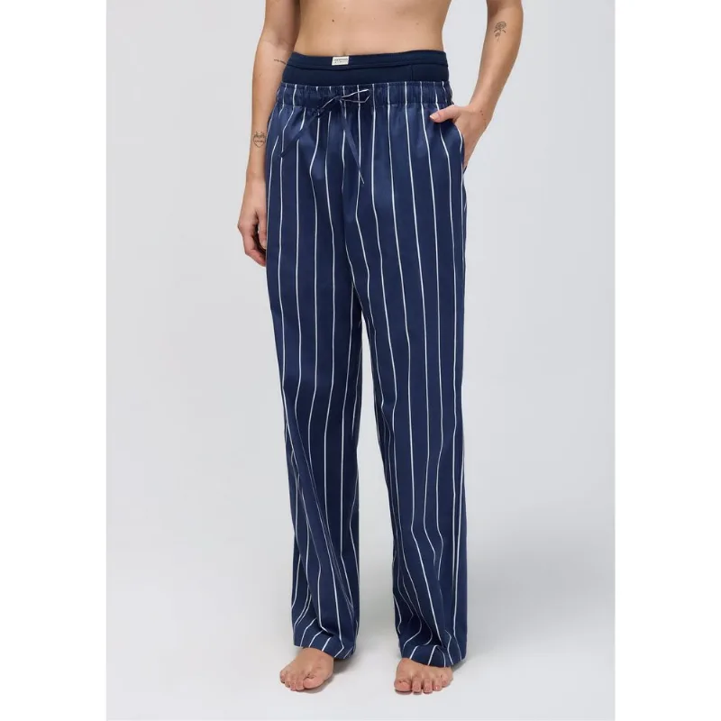 Calça Feminina Cintura Alta Listrada - Azul XG
