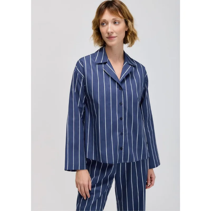 Camisa Feminina Manga Longa Listrada - Azul M