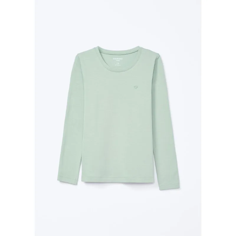 Blusa Básica Infantil Menina Manga Longa Com Patch Hering Kids - Verde 010