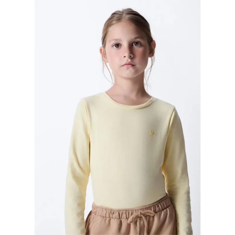 Blusa Básica Infantil Menina Manga Longa Com Patch Hering Kids - Amarelo 016
