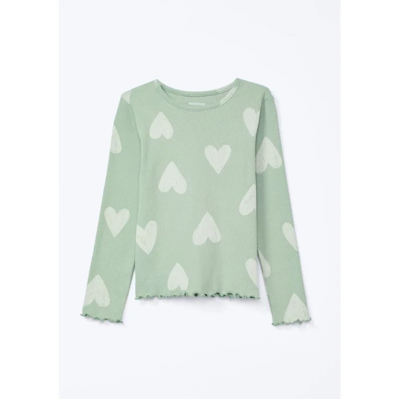 Blusa Infantil Menina Manga Longa Em Ribana - Verde 012