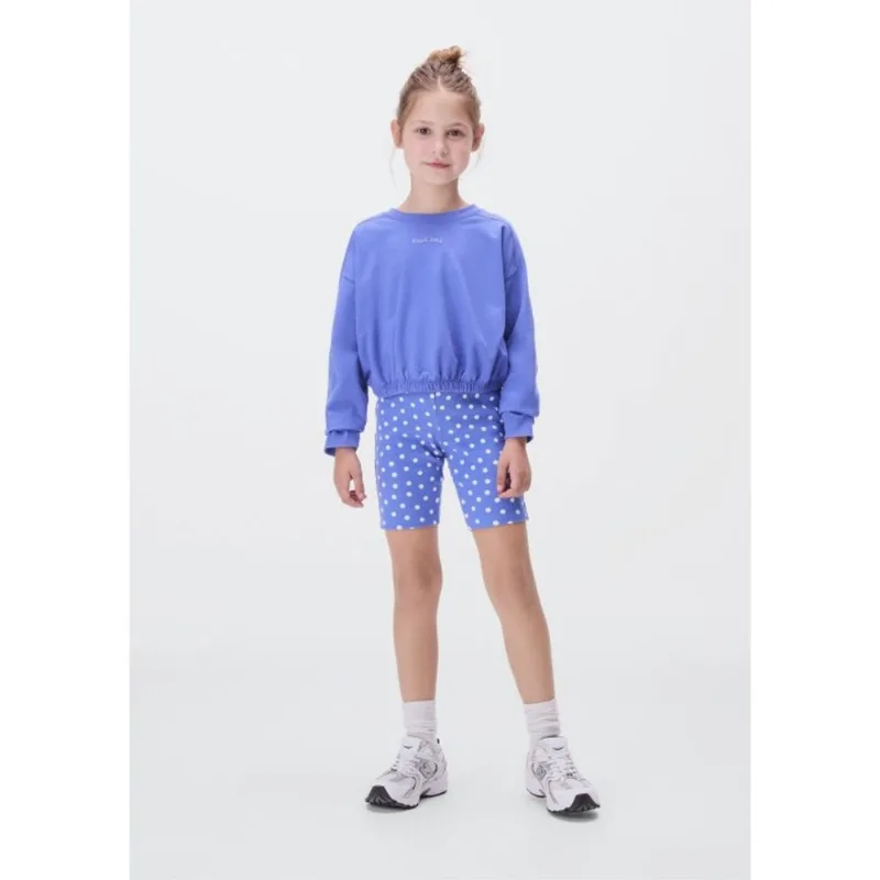Blusa Manga Longa Infantil Menina Em Moletom - Azul 014