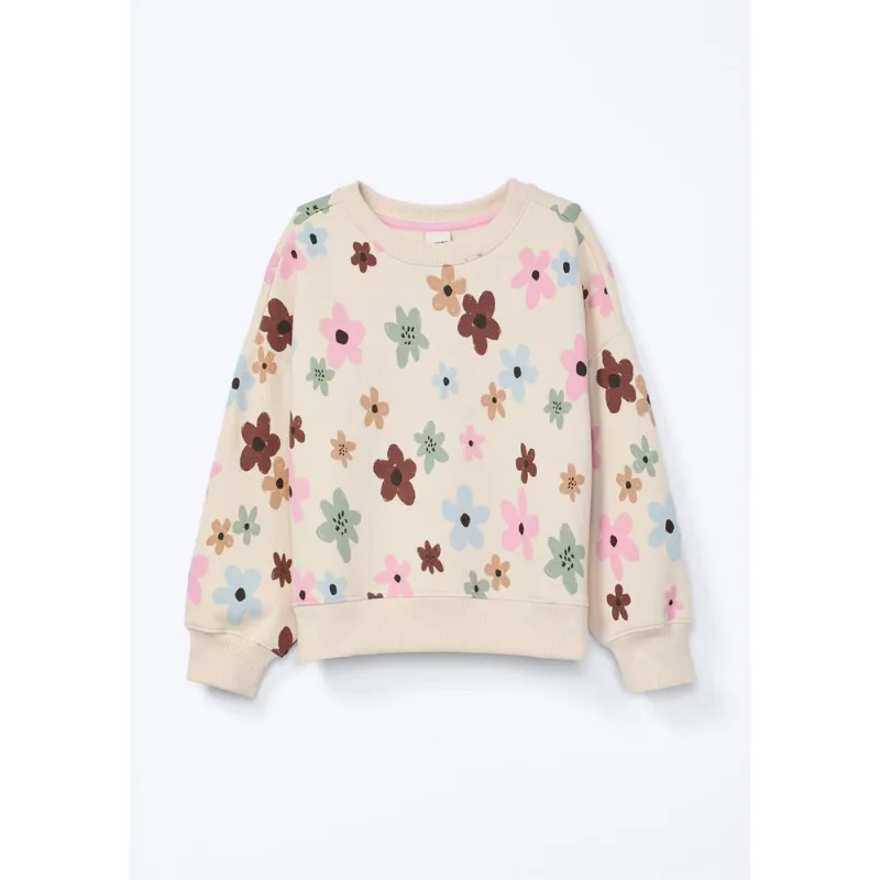 Blusão de Moletom Infantil Menina Estampado - Bege 006