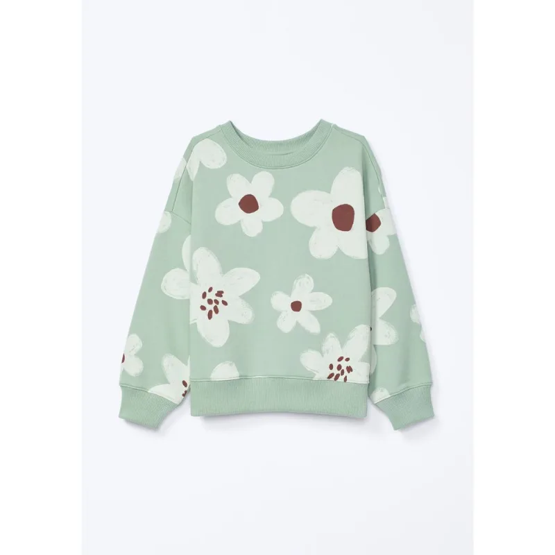 Blusão de Moletom Infantil Menina Estampado - Verde 010