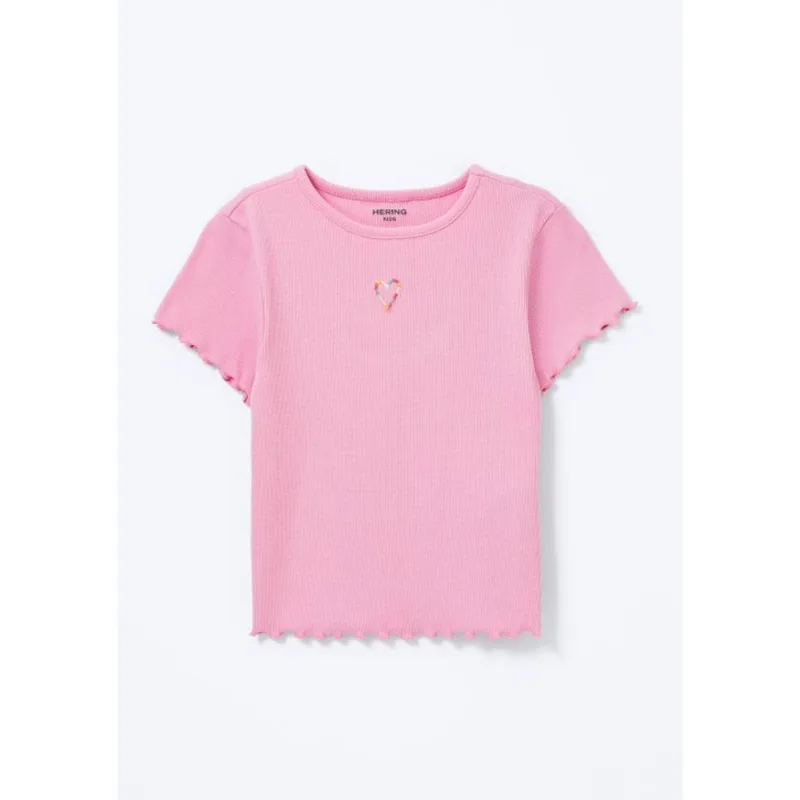 Blusa Manga Curta Infantil Menina Em Ribana - Rosa 005